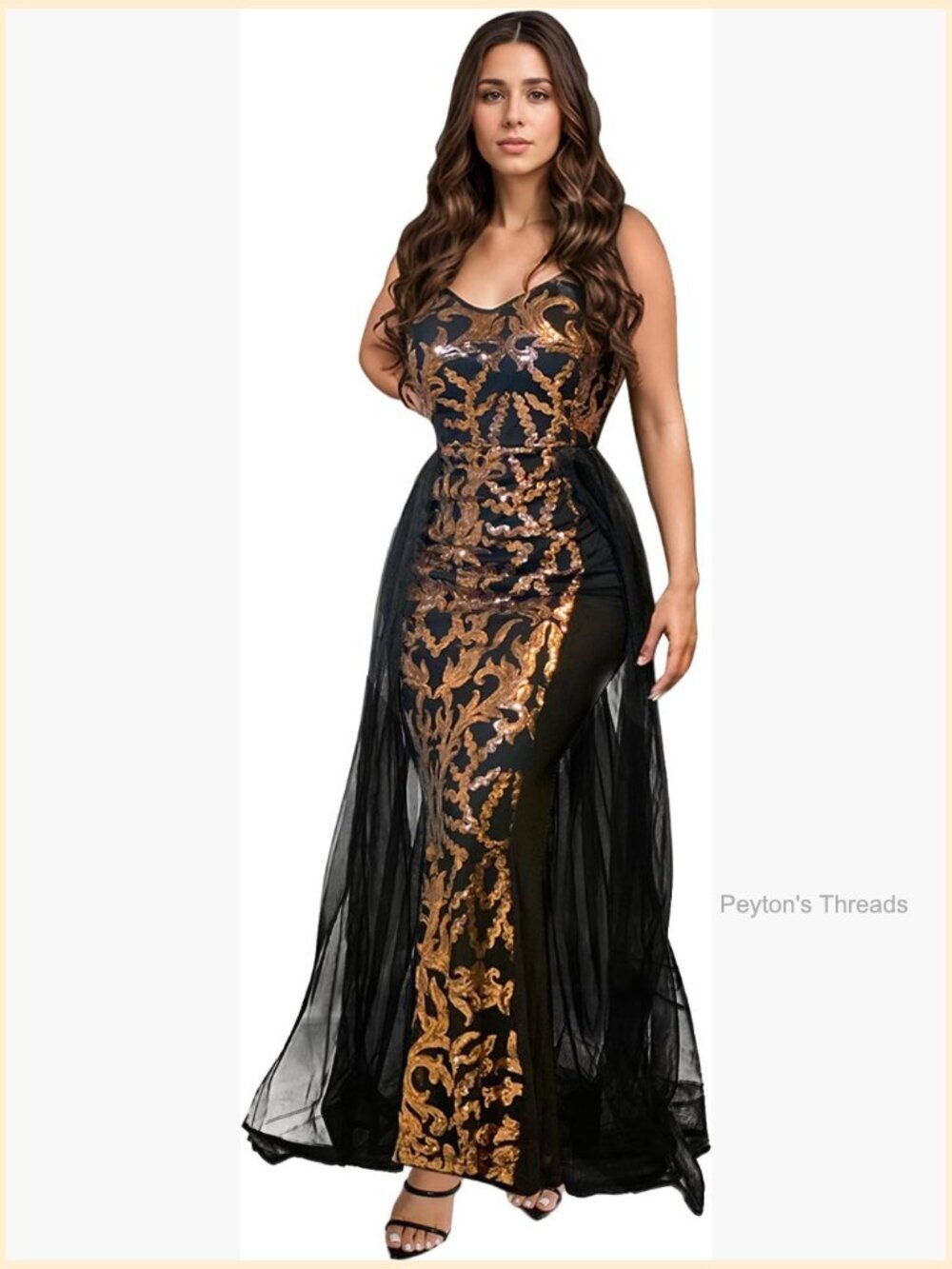 Sequin Mermaid Maxi Dress with Deep V-Neck and Backless Design